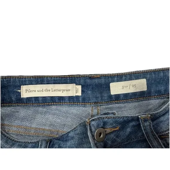 Pilcro & The Letterpress Anthropologie Jeans Womens 25 Tiered Flounce Lace Hem - Picture 7 of 8